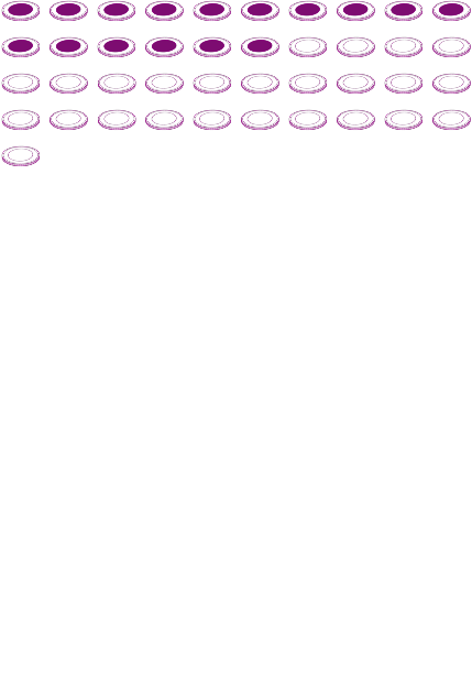 41 lilafarbene Münzen